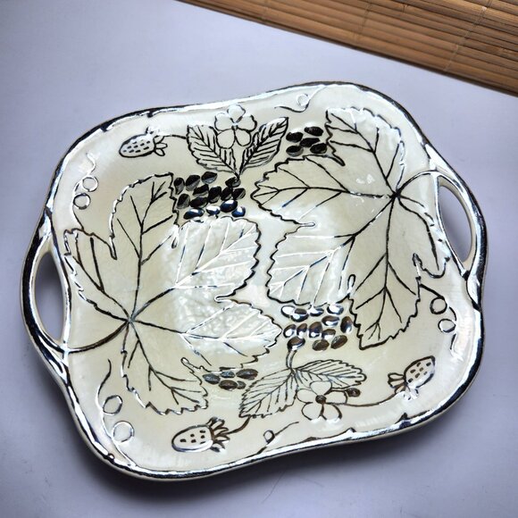 Wedgwood Etruria England Candy Dish Bowl Plate Hand Painted Gold Lustre - Picture 2 of 8